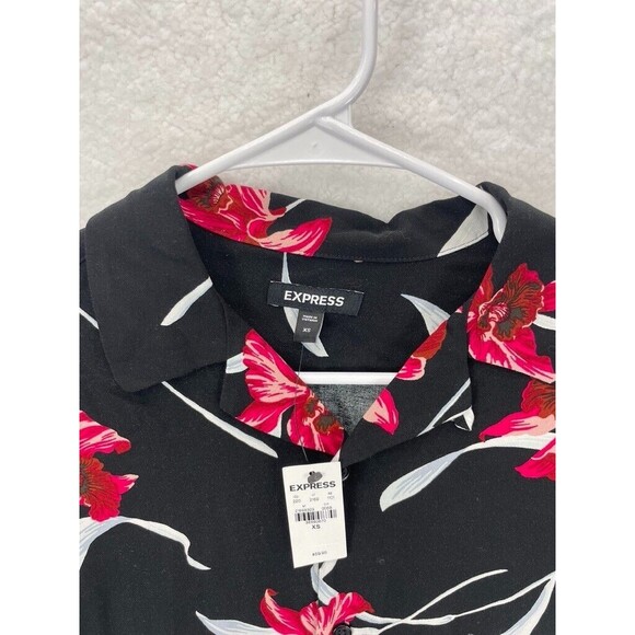 Express Floral Hawaiian Shirt Men’s Size XS Rayon Short Sleeve Button Up NWT - Picture 3 of 7